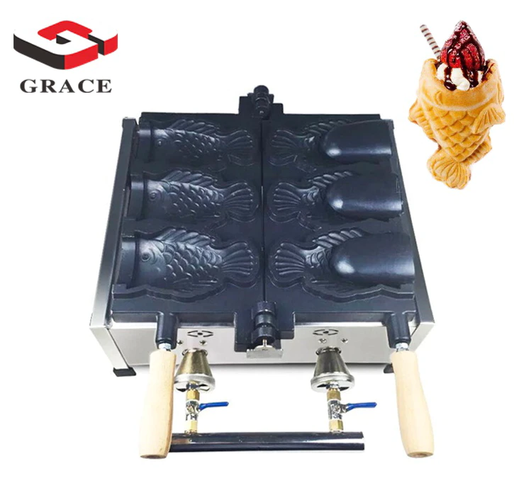 GRACE Commercial Open Mouth Gas Taiyaki Machine Stainless Steel Fish Waffle Maker