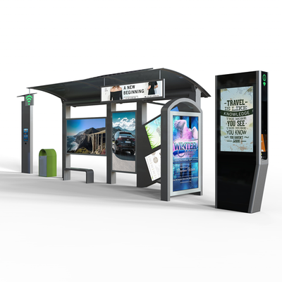 Outdoor Advertising Bus Shelter Design Steel Structure Bus Station