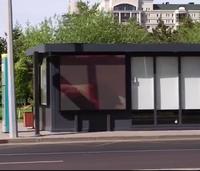 Outdoor bus stop shelter with advertising digital LCDLED screen