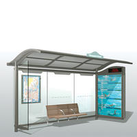 outdoor digital bus stop shelter with led screen display
