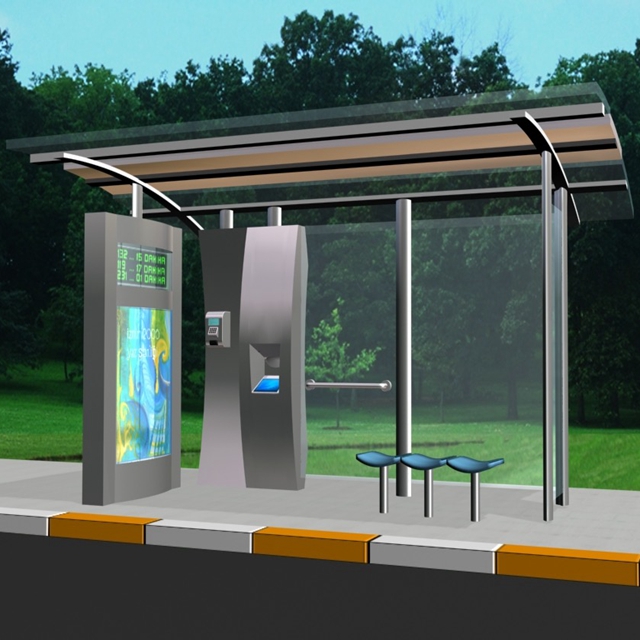 2020 outdoor furniture smart bus stop shelter for outdoor advertising