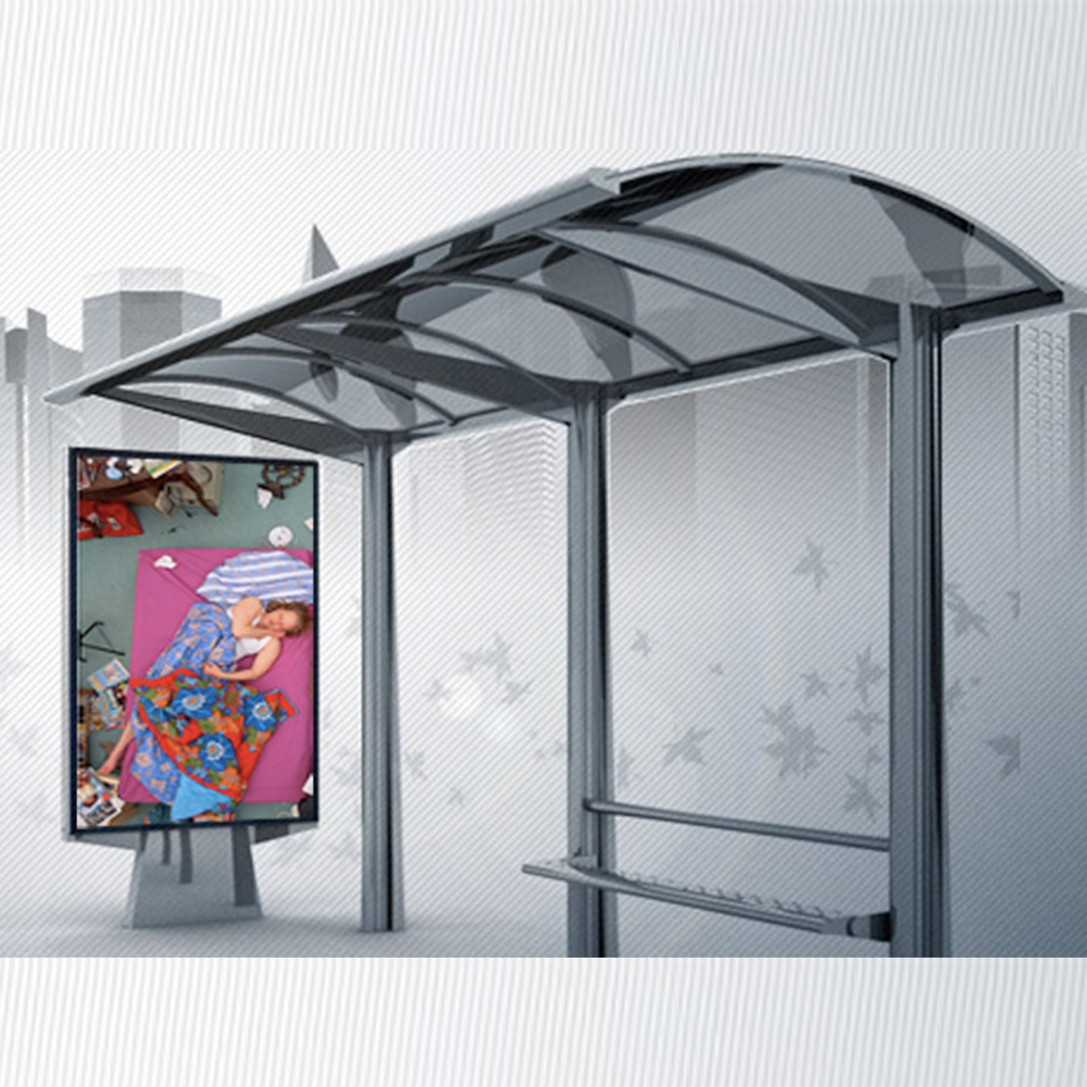 Smart Metal Bus Stop Shelter With P5 outdoor LED screen display
