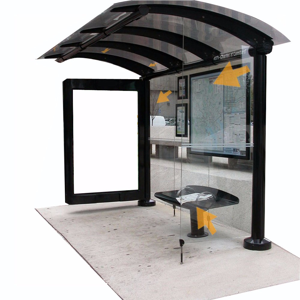 Customized Smart Bus Shelter Metal Bus Stop Shelter Design