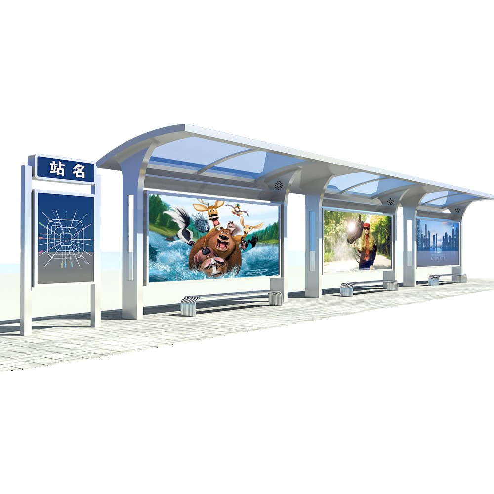 High quality smart bus stop bus shelter with advertising