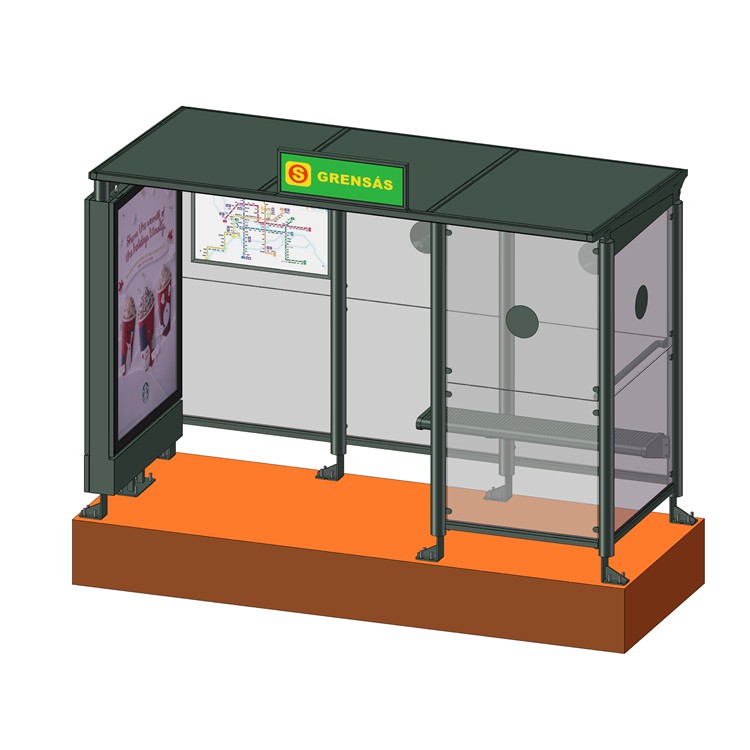 Smart Metal Bus Stop Shelter With P3 outdoor LED screen