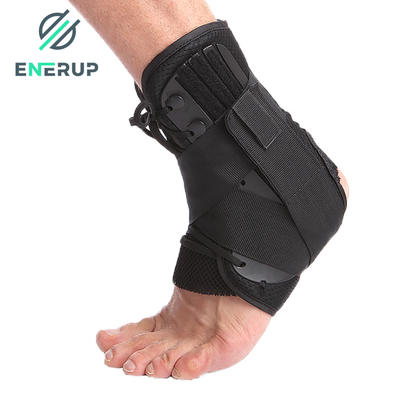 Enerup Black Recovery Tourmaline Metal Leg Lace Up Sport Ankle Support Brace Stailizer