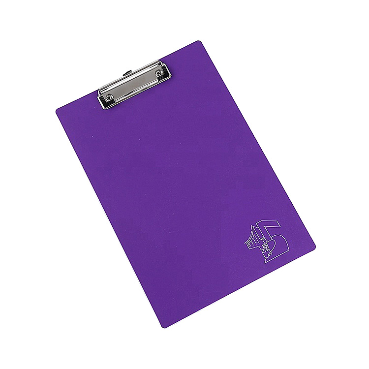 Custom Logo Office Student Use Purple A4 Size PVC Plastic Clipboard
