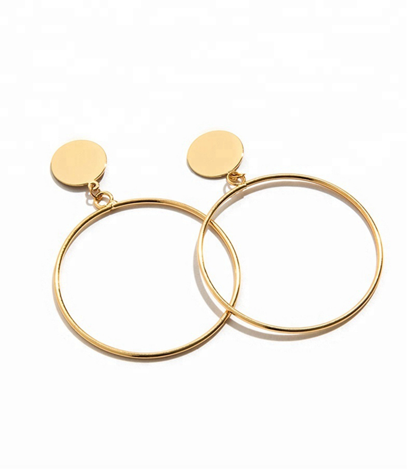 Custom 925 Sterling Silver Gold Plated Round Circle Stud Earrings Jewelry For Women