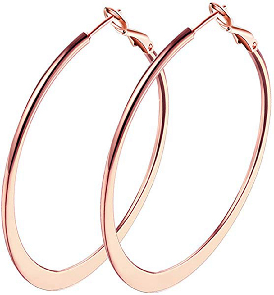 Wholesale Women Fashion 925 Sterling Silver 18k Rose Gold Plated Big Hoop Earrings Jewelry