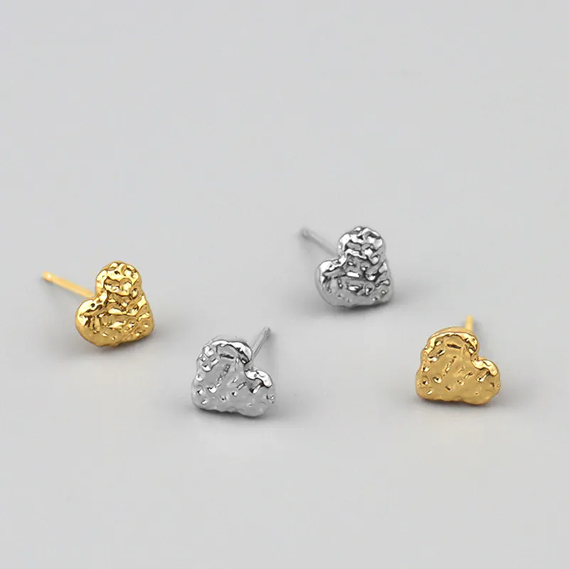 Wholesale Japan Korea Style 925 Sterling Silver Cute Sweet Rose Gold Zircon Heart Stud Earring for Women Jewelry