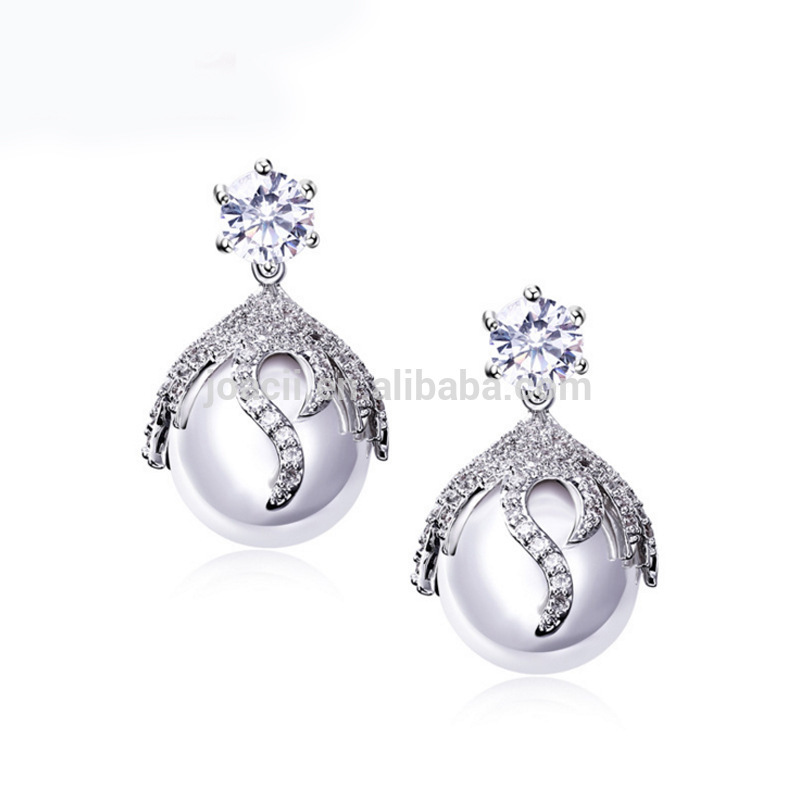 Front-Back Pearl Drop Earring Joacii S925 Silver Jewelry Fashion Occident Simple Style with18k Gold Plated for Girls and Women