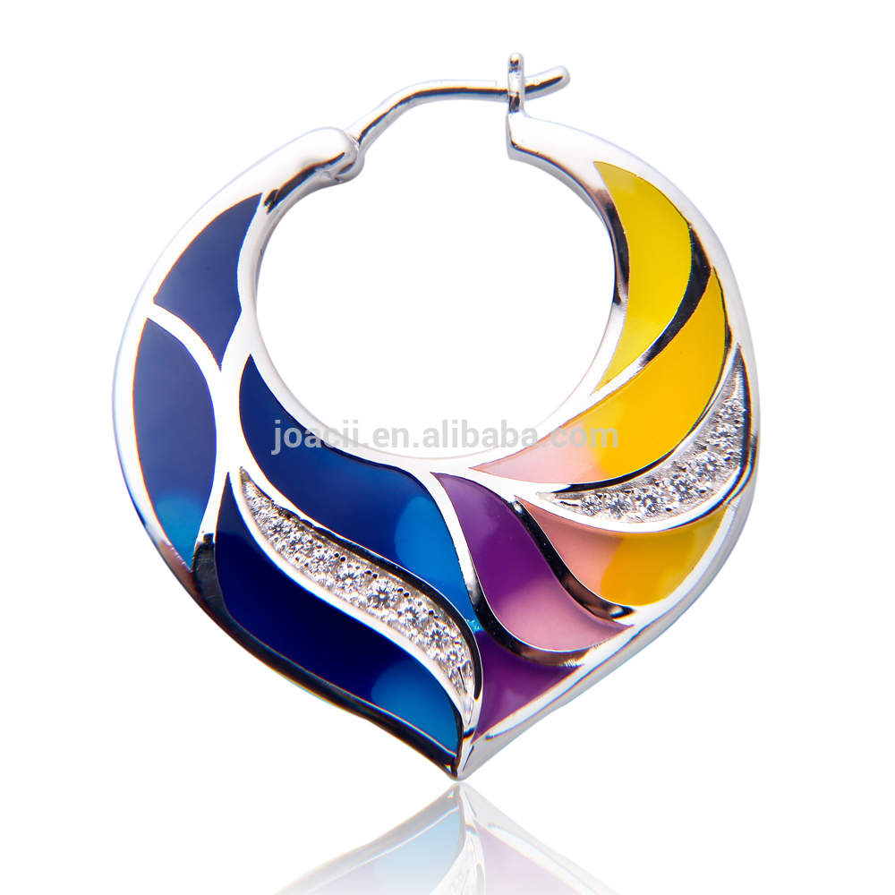Custom New Fashion Enamel Sterling Silver Diamond Drop Earrings