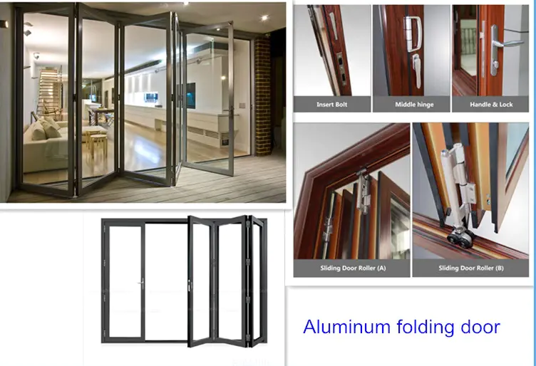 Customized Size Patio Hurricane Impact Transparent Glass Bifold Door Bi folding Doors