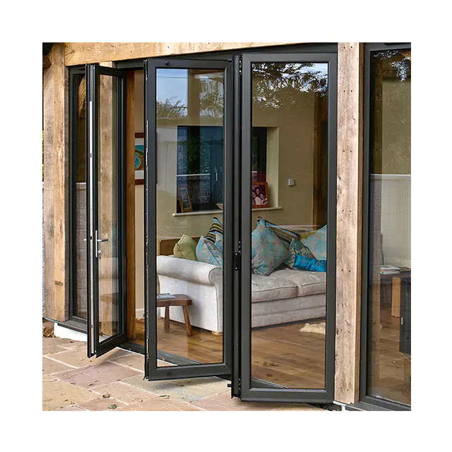 Customized Design Interior Weatherproof Double Tempred Glass Cheap Bifold Door Folding Glass Door