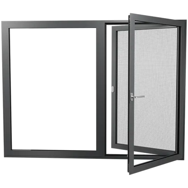 High Ouality Aluminum Tempered Glass Swing Window with screen