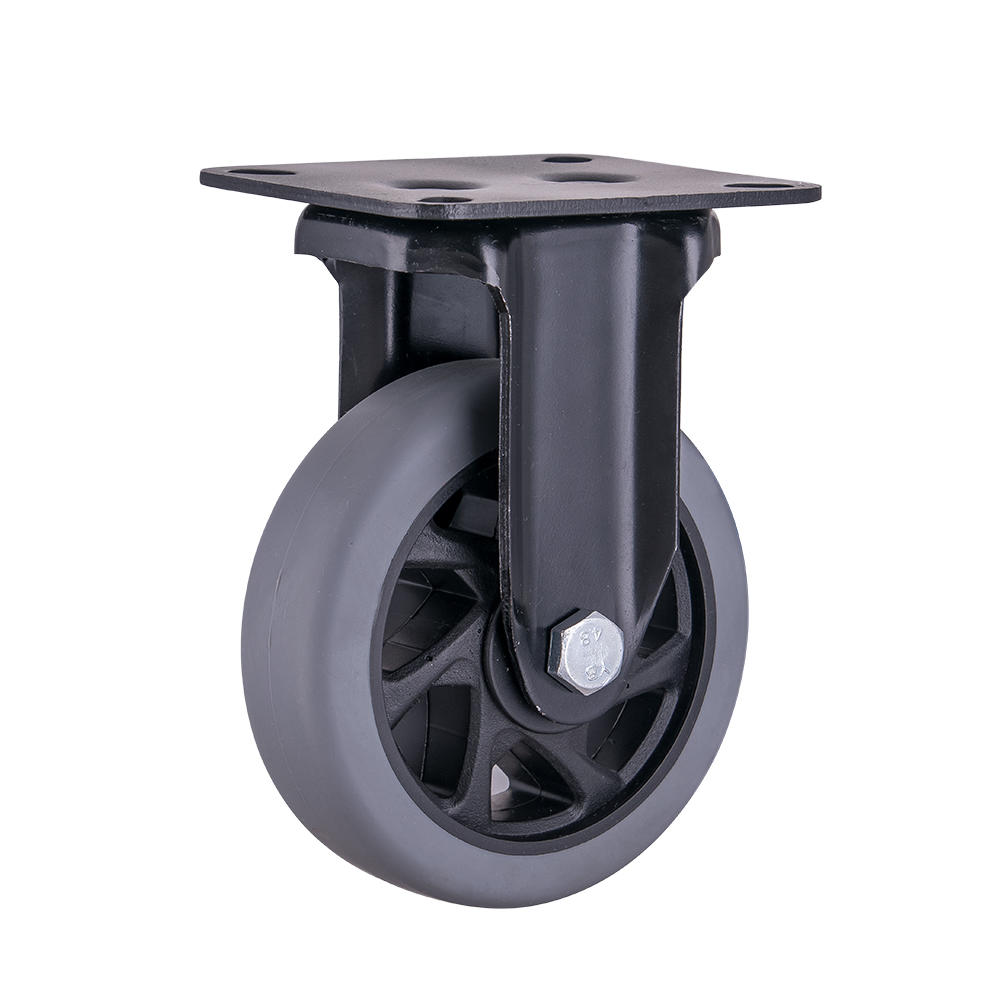 4 Inch E Coated Steel Bracket Grey TPR Wheel Double Ball Bearing Non Marking Medium Heavy Duty Caster Wheels for Carts