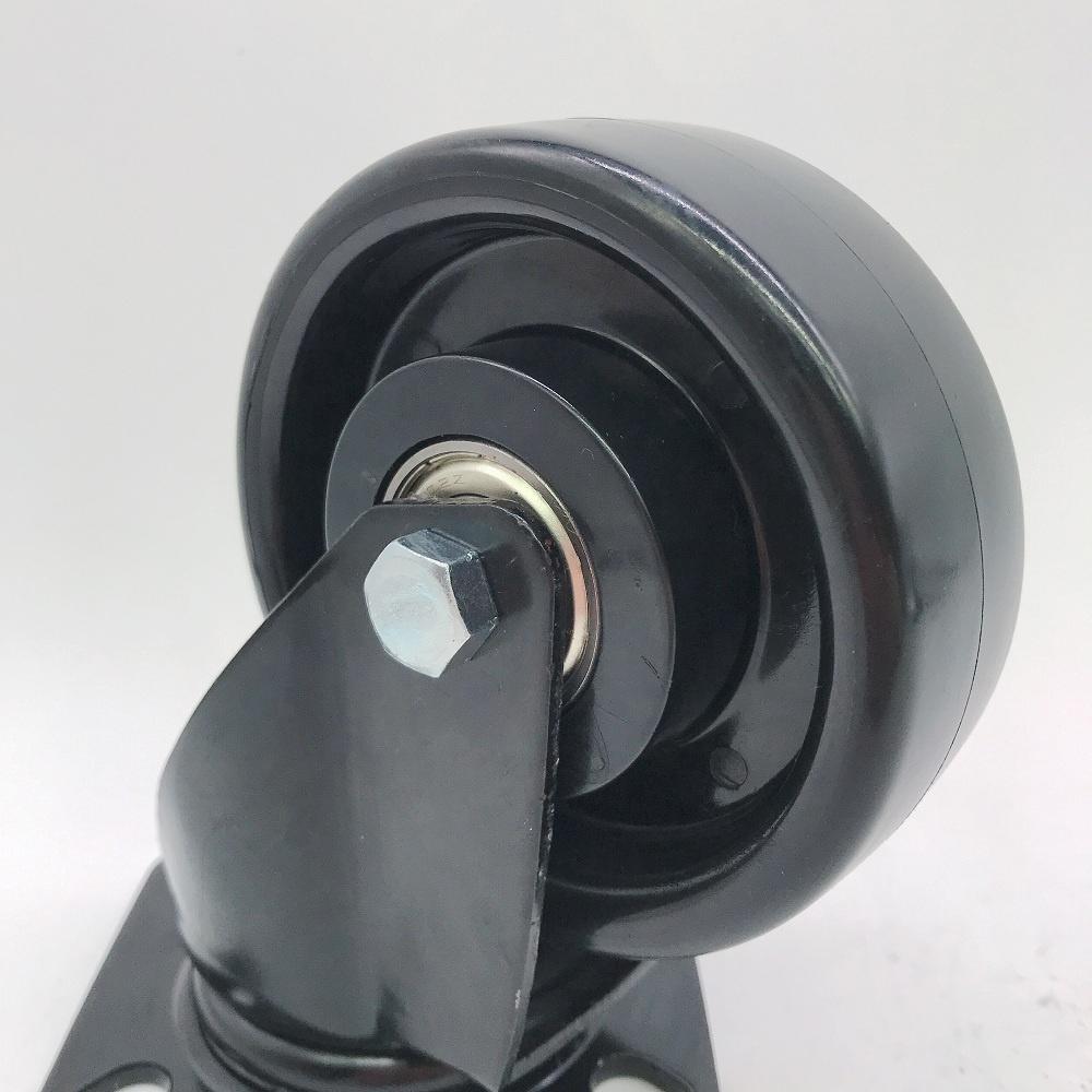 China Manufacturer 100mm * 35mm 4 inch Double ball Bearing Black Nylon Revolving Caster Wheel