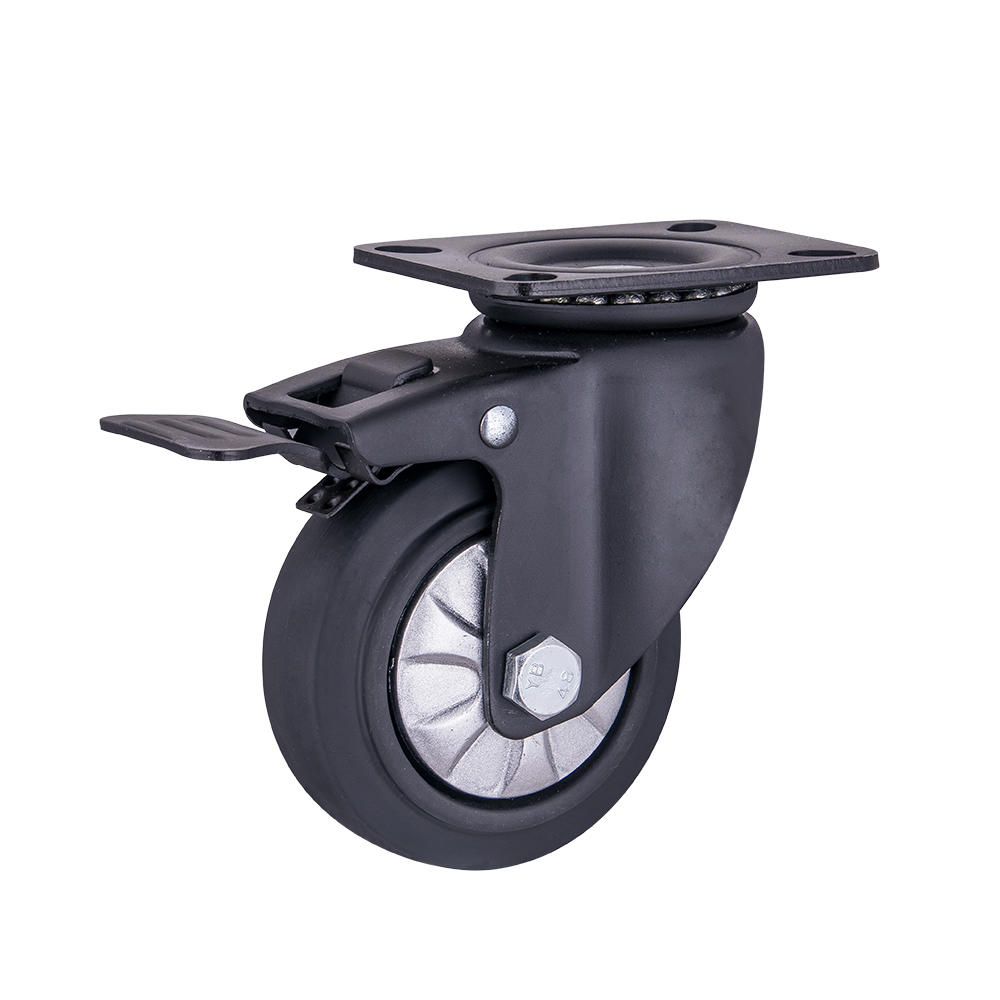3 4 5 6 Inch Black Elastic Rubber Caster Wheel With Cover