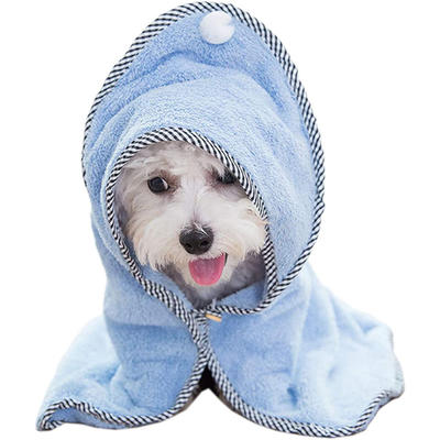 quick-drying microfiber pet hooded towel for cat dog clean