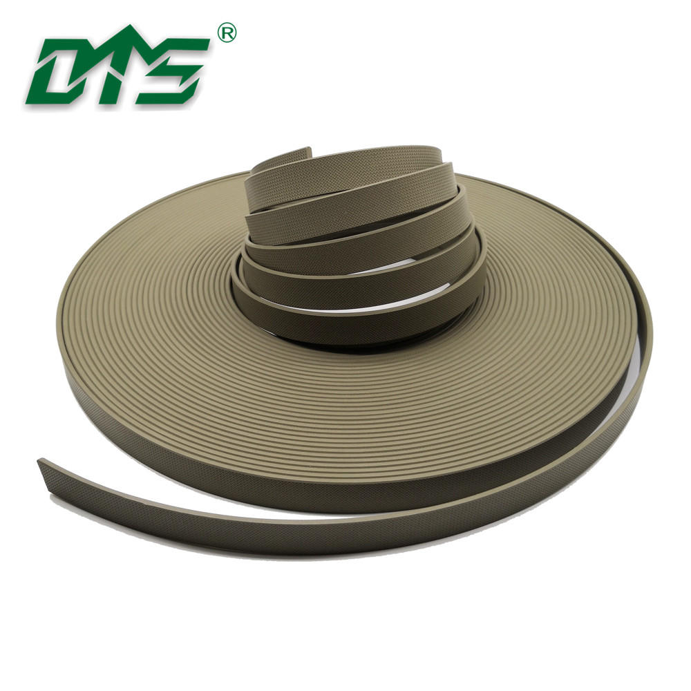 Hydraulic cylinder green color 40% bronze PTFEguide tape with embossing and chamfering