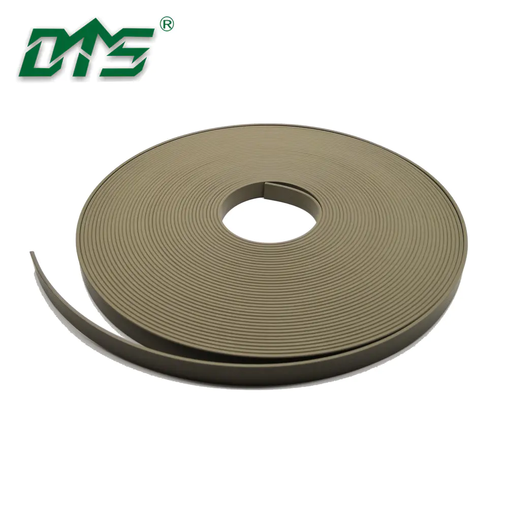 Hydraulic cylinder green color 40% bronze PTFEguide tape with embossing and chamfering