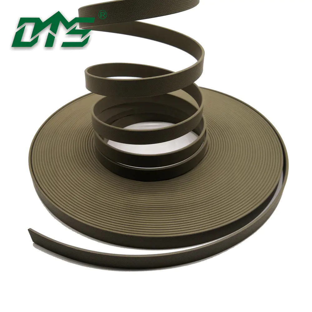 Hydraulic cylinder green color 40% bronze PTFEguide tape with embossing and chamfering