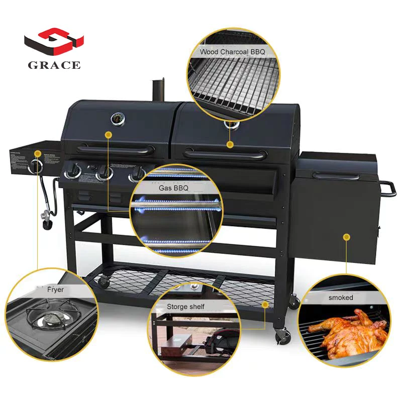 GRACE OutDoor Stainless Steel Barbecue Gas LPG grills Black Color BBQ Charcoal Grill