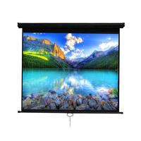 Wall Mounted Slow Retraction 72" - 120" Manual Ceiling Hanging Projector Screen For Home Theatre Presentation Cinema And Meeting