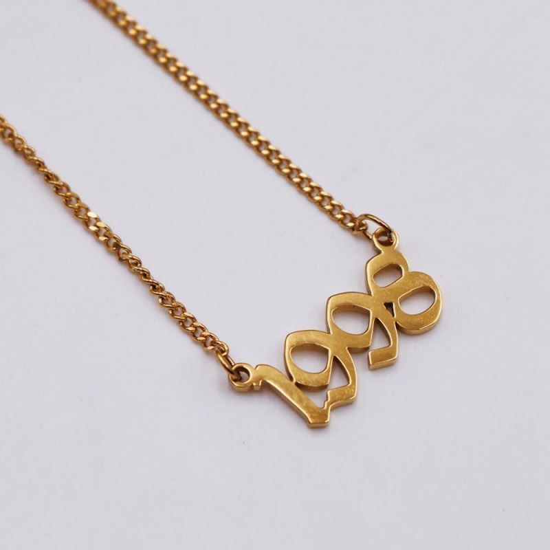 Joacii Custom Stainless Steel Horizontal Gold Plated Birth Year Necklace Vendor For Joyeria