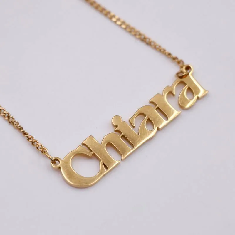 Joacii Stainless Steel Double Plated Custom Plate Gold Women Name Bar Necklace For Mulier Jewelry