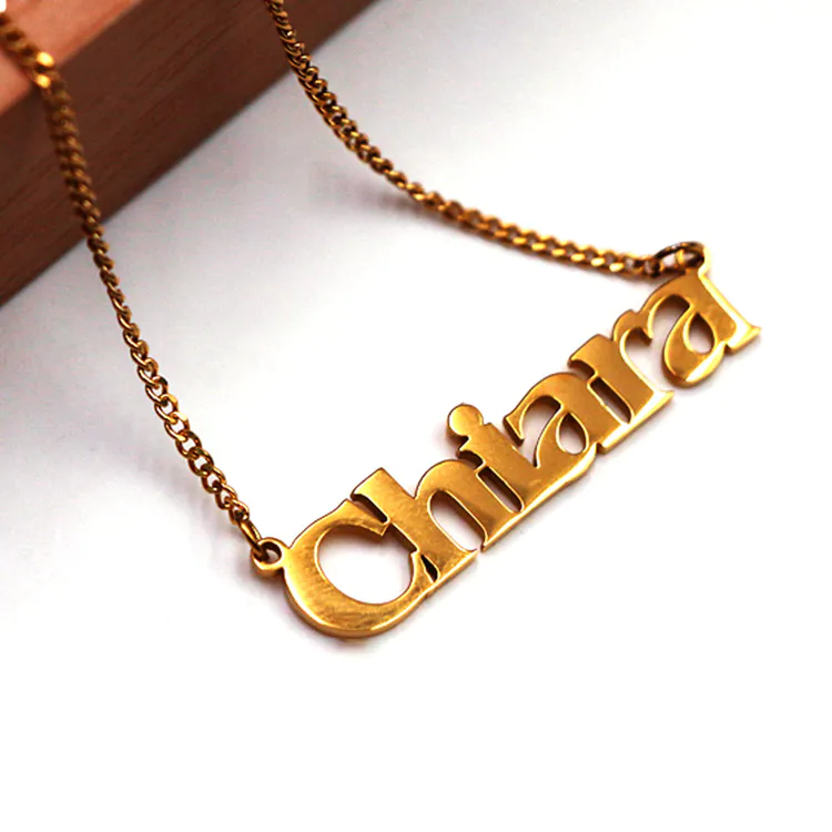 Joacii Custom Stainless Steel Gold Filled Plate 3D Name Necklace For Colar