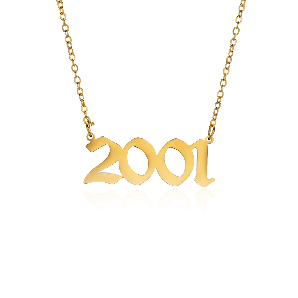 Joacii Stainless Steel Gold Birthday Charms Year Necklace Custom Letter For Mulier Jewelry