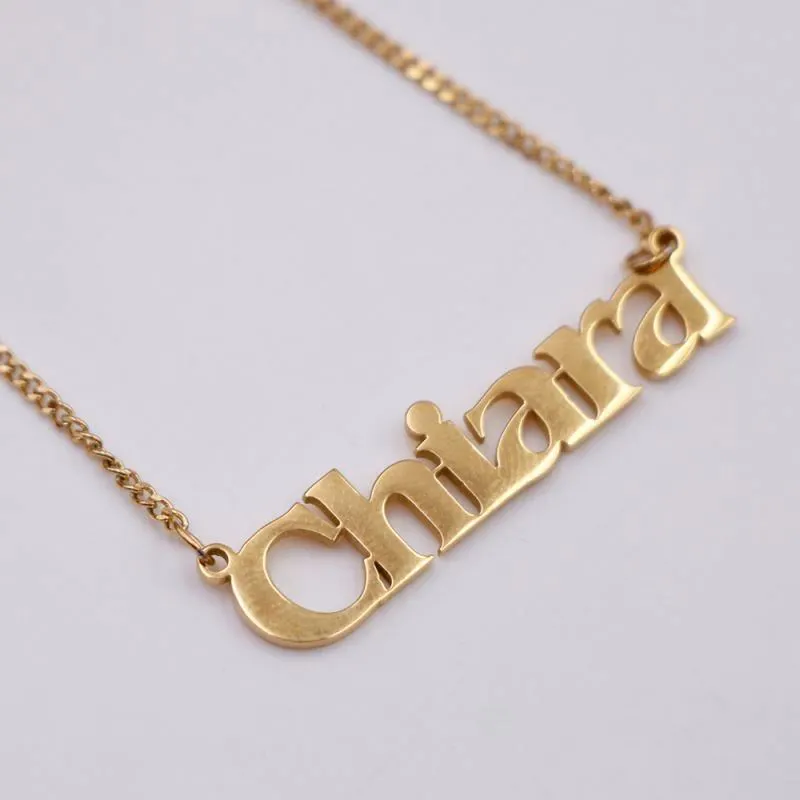 Factory Stainless Steel Gold Plated Custom Personalized Name Bar Necklace With Gioielli Placcati In Oro