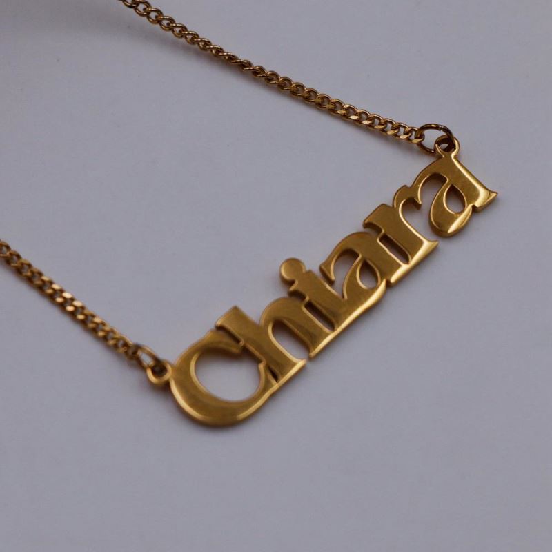 Stainless Steel Gold Plated Custom Personalized Name Bar Necklace