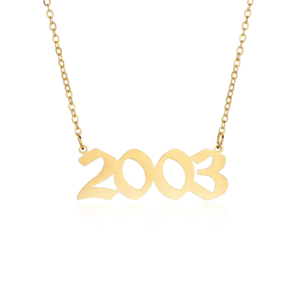 Joacii Custom Stainless Steel Layered 15 14K Gold Number Birth Year Necklace Initial For Collier