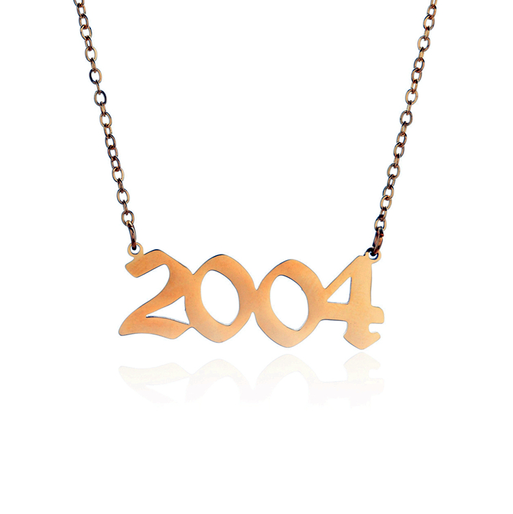 Joacii Custom Stainless Steel Chain Gold Color Number Pendant Per Necklace Year Birth For Orbis