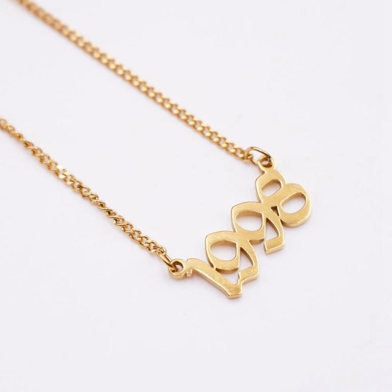 Joacii Custom Stainless Steel Gold Filled 1971 Necklaces Diamond Initial Year Necklace For Korut