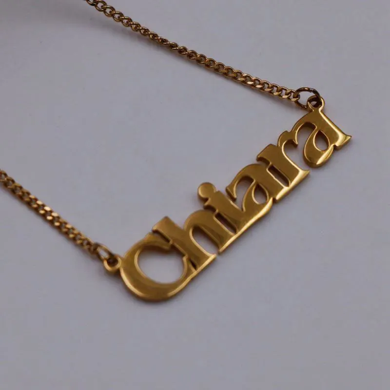 Factory Stainless Steel Custom Personalized Double Plated Name Necklace With Collar
