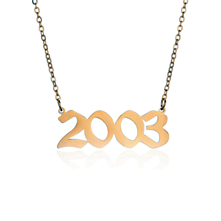 Joacii Custom Stainless Steel Crown Birth Year Necklace Renqing For Joalheria