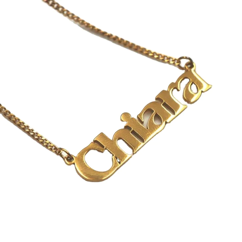 Factory Custom Stainless Steel Personalised House Symbol Gold Nameplate Necklace With Joyas Chapadas En Oro