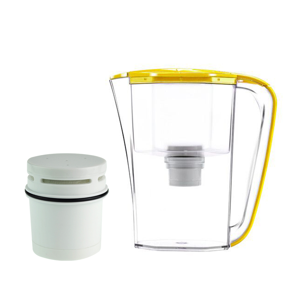 Plastic water filter jug with ion exchange resin filter