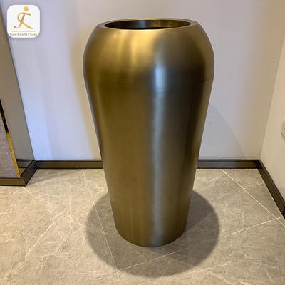 high end customized metal office matte finish craft flower pots home decor flower pot holder stainless steel floor plant vase