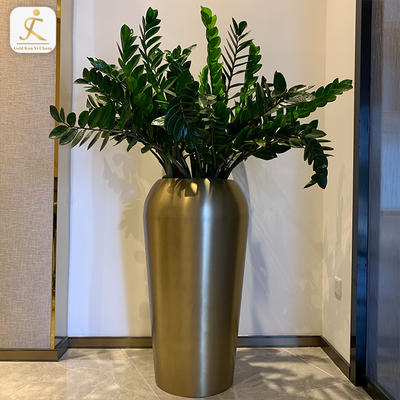 Home decoration modern gold metal vases Modern decorative large tall brass stainless steel base flower vase
