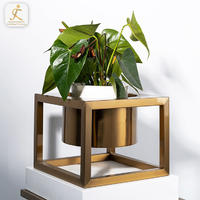 Stainless Steel Adjustable Plant Flower Pot Stands Indoor Outdoor Gold Metal Flower Potted Plant Display Holder