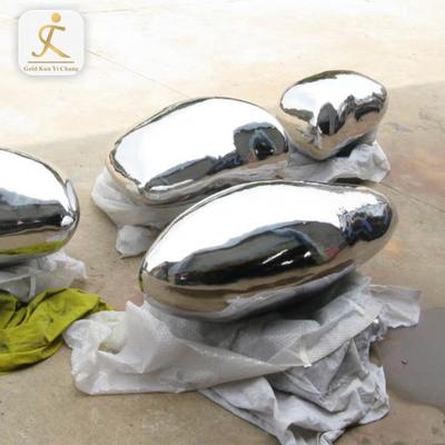 Mirror Polished Abstract Stainless Steel Cobblestone Egg Sculpture Polished Metal Stainless Steel Cobblestone Sculpture