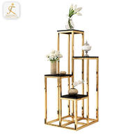 Gold rectangle metal frame stainless steel flower display stand for decoration stainless steel leg tall flower floor stand