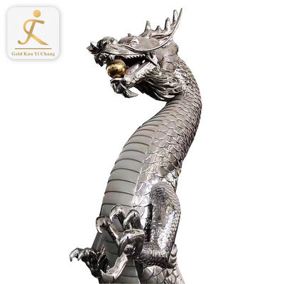 decorative stainless steel artful Chinese large metal crafts dragon sculptures public park metal dragon garden sculpture