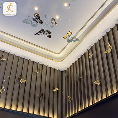 Customized design small metal butterfly art craft stainless steel ceiling decoration butterfly etching stainless steel ornaments