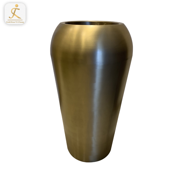 outdoor big stainless steel flower planter pot Customized best price luxury metal big shopping mall flower pot vase