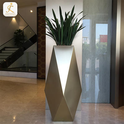 Factory custom made various shapes stainless steel flower pot large unique design large outdoor metal floor vase